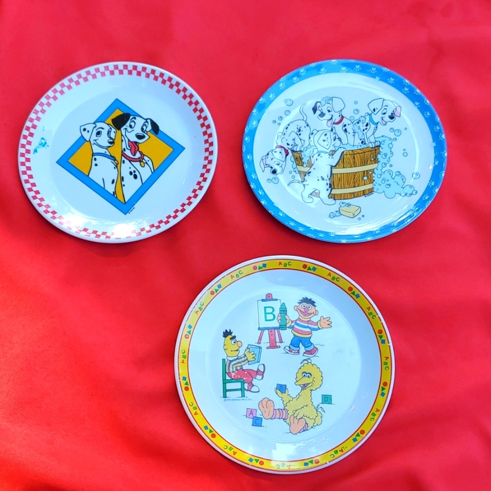 Vintage Disney & Seasame Street Plates - RETRO LOT of 3 Nostalgic plates